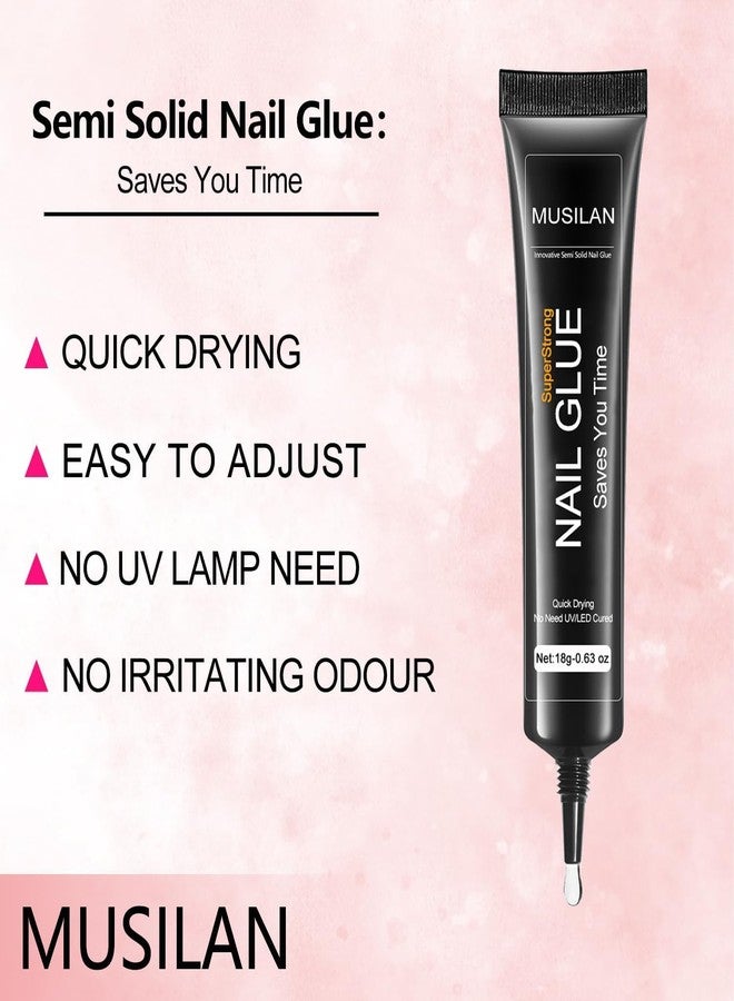 MUSILAN 18g Semi Solid Super Strong Nail Glue for Press On Nails - No UV Lamp Needed Quick Drying & Long-Lasting Professional Solid Nail Glue Gel for Fake False Acrylic Nails Tip at Home DIY Manicure - Image 3